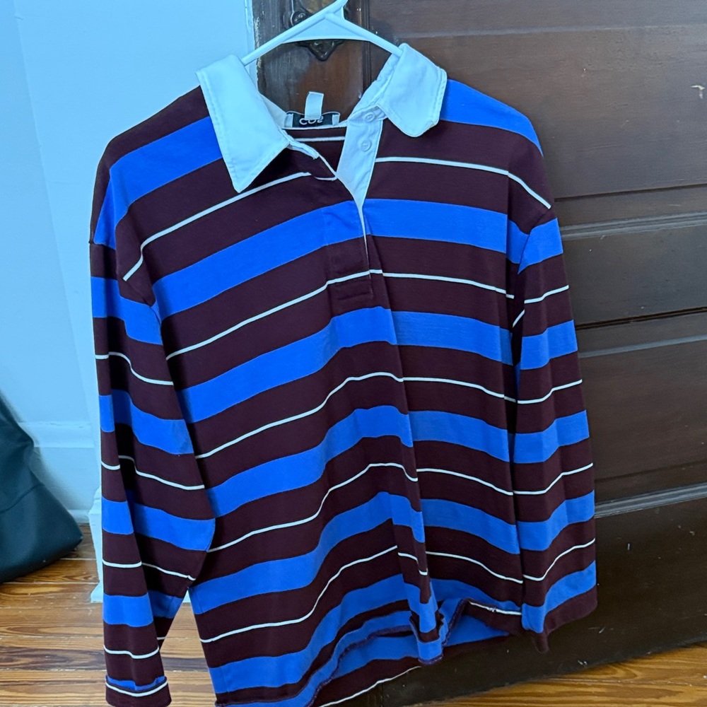 COS Striped Long Sleeve Polo Shirt / Rugby Shirt